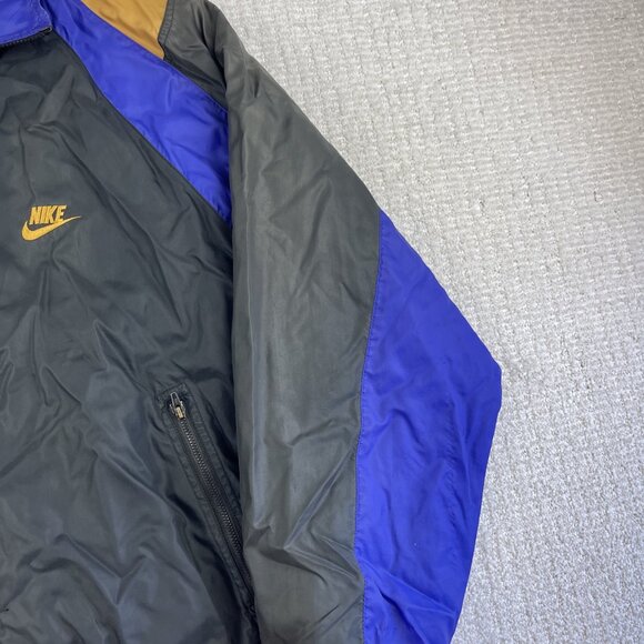 VTG 90s Nike Purple Gold Black Color Block Hooded Windbreaker Jacket Men Read* - Picture 8 of 16